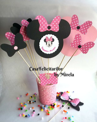 Set decoratiuni Minnie mouse roz