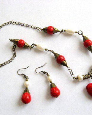 set howlite si perle naturale  17647