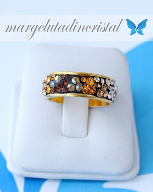 Inel - Swarovski tip verigheta / Golden