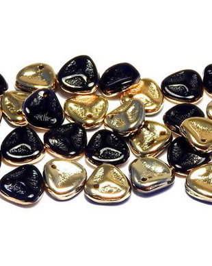 Petale din sticla, 14x13 mm, Jet Amber - 23980-26441