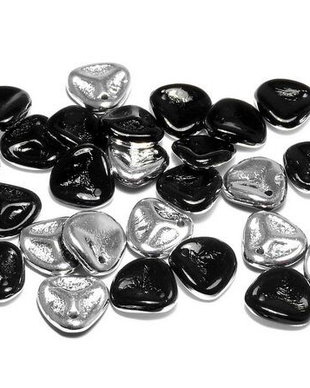 Petale din sticla, 14x13 mm, Jet Labrador - 23980-27001