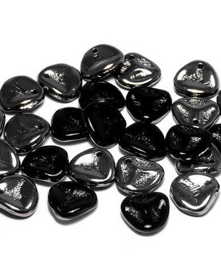 Petale din sticla, 14x13 mm, Jet Chrome - 23980-27401