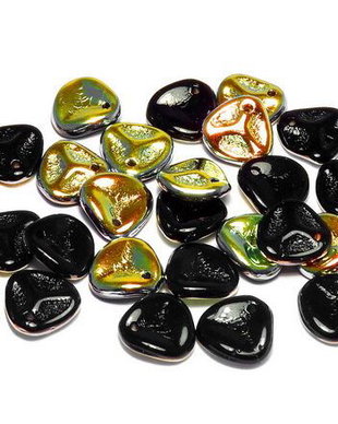 Petale din sticla, 14x13 mm, Jet Marea - 23980-28001