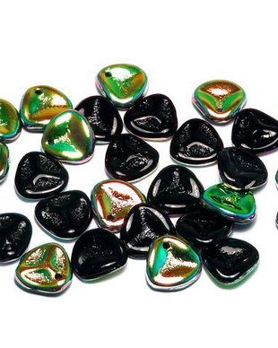Petale din sticla, 14x13 mm, Jet Vitrail - 23980-28101