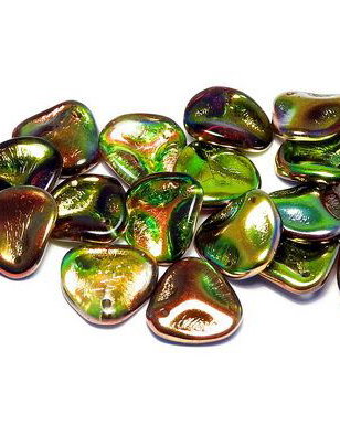 Petale din sticla, 14x13 mm, Crystal Magic Green - 00030-95400