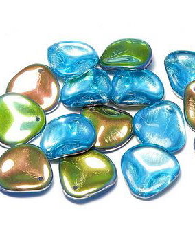 Petale din sticla, 14x13 mm, Aqua Vitrail - 60010-28101