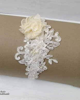 Jartiera mireasa/Jartiera cu flori textile