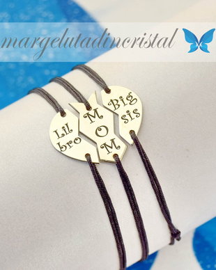 Set Personalizat Inima/ Mom/ Big Sis/ Lil Bro/ Argint 925