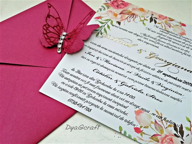 Invitatie folio cu fluture
