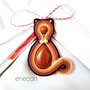 Brosa-martisor pisicuță soutache cu piatră soarelui