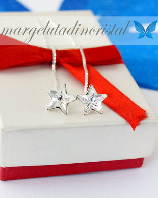 Cercei Swarovski -  Stea / Steluta / Stars / Lantisor / Argint 925