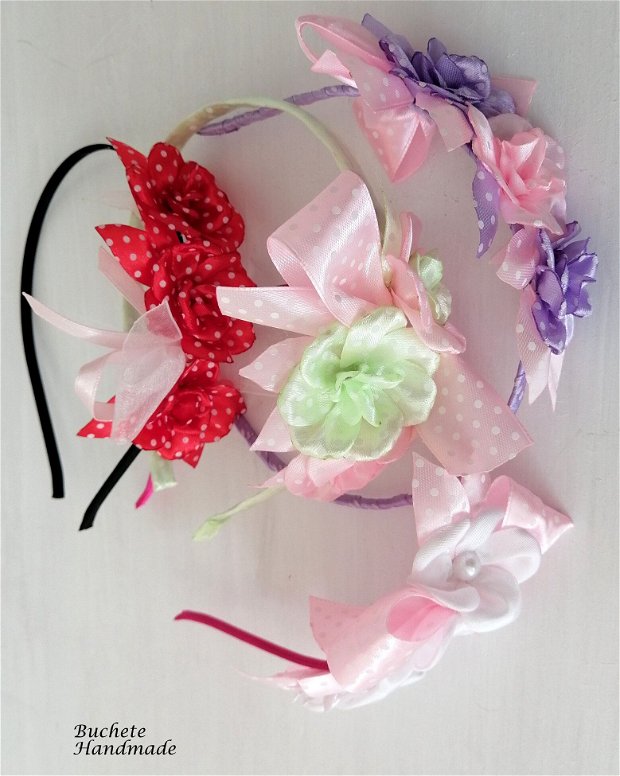 Cordelute Bentite cu flori textile pentru copii