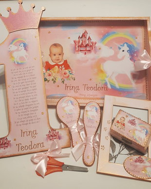 Set mot/prima aniversare cu tema Unicorn si poza