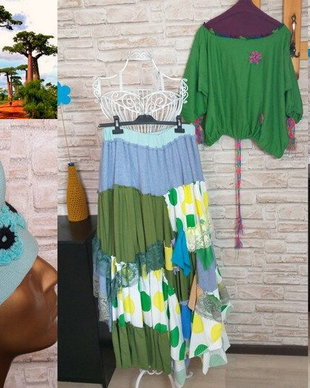 Compleu (Fustă + Bluză)pentru zile cu soare și bocanci colorați