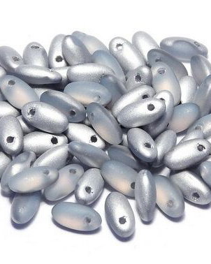 Margele Rizo, 2.5x6 mm, White Opal Labrador Matted - 01000-27071