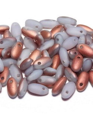 Margele Rizo, 2.5x6 mm, White Opal Sunset Matted - 01000-27237