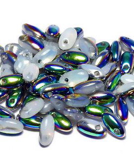 Margele Rizo, 2.5x6 mm, White Opal Vitrail - 01000-28101