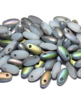 Margele Rizo, 2.5x6 mm, White Opal Vitrail Matted - 01000-28171