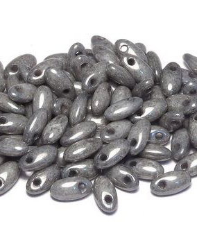 Margele Rizo, 2.5x6 mm, Chalk White Grey Luster - 03000-14449