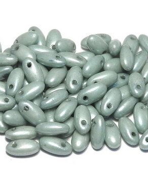 Margele Rizo, 2.5x6 mm, Chalk White Teal Luster - 03000-14459