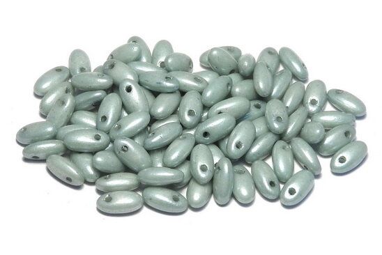 Margele Rizo, 2.5x6 mm, Chalk White Teal Luster - 03000-14459