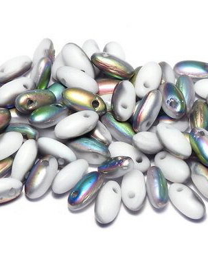 Margele Rizo, 2.5x6 mm, Chalk White Vitrail Matted - 03000-28171
