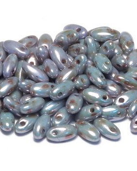 Margele Rizo, 2.5x6 mm, Chalk White Blue Luster - 03000-65431
