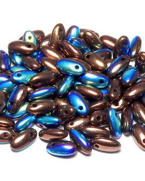 Margele Rizo, 2.5x6 mm, Jet - Bronze AB - 23980-14415 28701