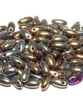 Margele Rizo, 2.5x6 mm, Jet Brown Iris - 23980-21415