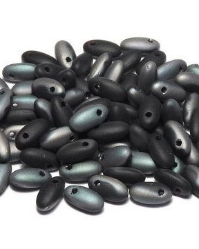 Margele Rizo, 2.5x6 mm, Jet Celsian Matted - 23980-22571