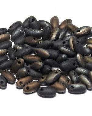 Margele Rizo, 2.5x6 mm, Jet Valentinite Matted - 23980-22671