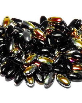 Margele Rizo, 2.5x6 mm, Jet Marea - 23980-28001