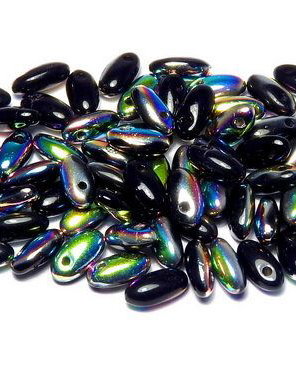 Margele Rizo, 2.5x6 mm, Jet Vitrail - 23980-28101