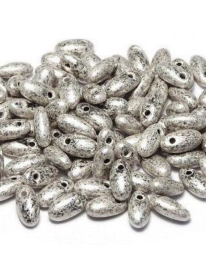 Margele Rizo, 2.5x6 mm, Jet Old Silver - 23980-81002