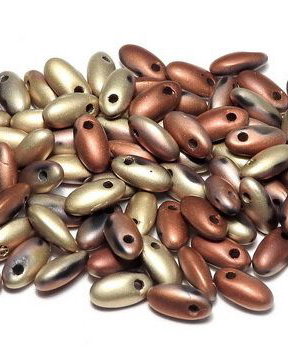 Margele Rizo, 2.5x6 mm, Jet California Gold Rush Matted - 23980-98572