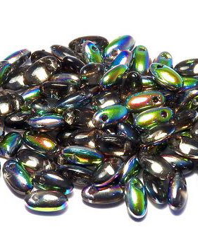 Margele Rizo, 2.5x6 mm, Black Diamond Vitrail - 40010-28101