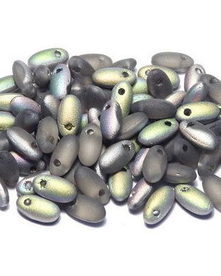 Margele Rizo, 2.5x6 mm, Black Diamond Vitrail Matted - 40010-28171