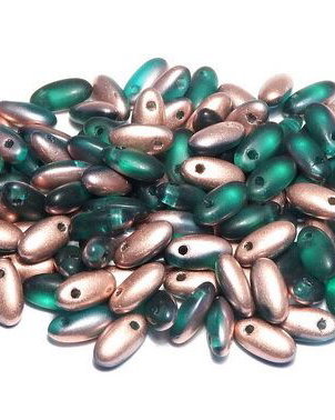 Margele Rizo, 2.5x6 mm, Emerald Capri Gold Matted - 50730-27171