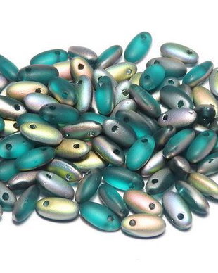 Margele Rizo, 2.5x6 mm, Emerald Vitrail Matted - 50730-28171