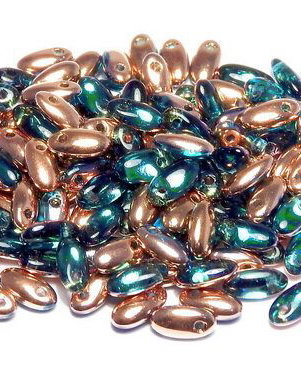Margele Rizo, 2.5x6 mm, Aqua Capri Gold - 60030-27101