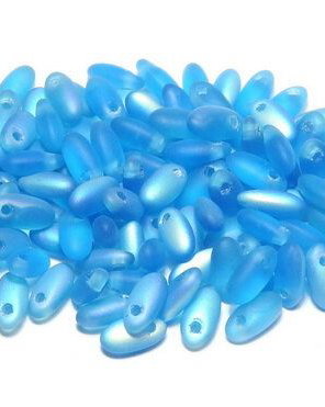Margele Rizo, 2.5x6 mm, Aqua AB Matted - 60030-28771