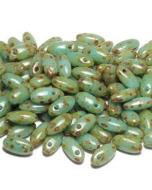 Margele Rizo, 2.5x6 mm, Turquoise Dark Travertin - 63030-86805