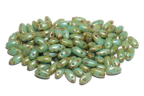 Margele Rizo, 2.5x6 mm, Turquoise Dark Travertin - 63030-86805