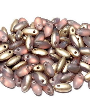 Margele Rizo, 2.5x6 mm, Opaque Rose Amber Matted - 71010-26471