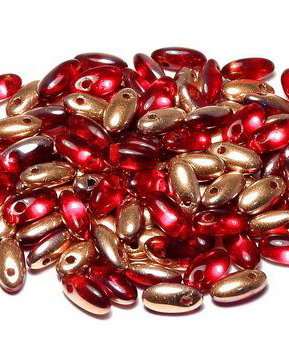 Margele Rizo, 2.5x6 mm, Red Capri Gold - 90090-27101