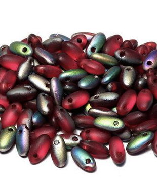 Margele Rizo, 2.5x6 mm, Red Vitrail Matted - 90090-28171