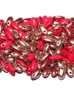 Margele Rizo, 2.5x6 mm, Opaque Red Capri Gold - 93200-27101