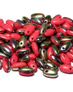 Margele Rizo, 2.5x6 mm, Opaque Red Vitrail - 93200-28101