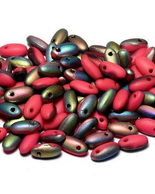 Margele Rizo, 2.5x6 mm, Opaque Red Vitrail Matted - 93200-28171