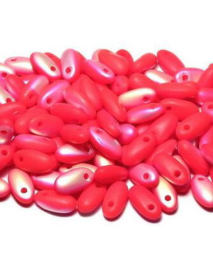 Margele Rizo, 2.5x6 mm, Opaque Red AB Matted - 93200-28771